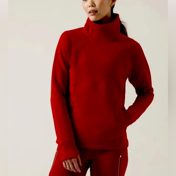 Athleta Sweaters - Athleta Women’s Altitude Polartec Funnel Neck Sweatshirt Size Medium Candy Red